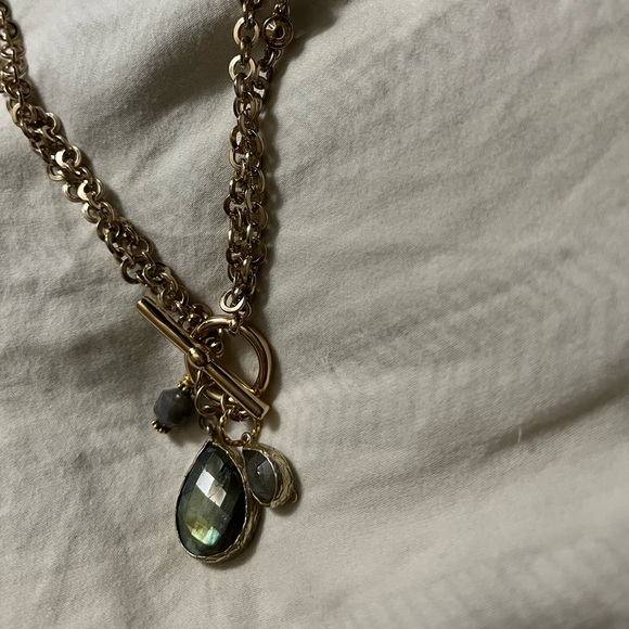 Layered mixed pearls and gold Labradorite Toggle Necklace 3 / $45 - Picture 3 of 8
